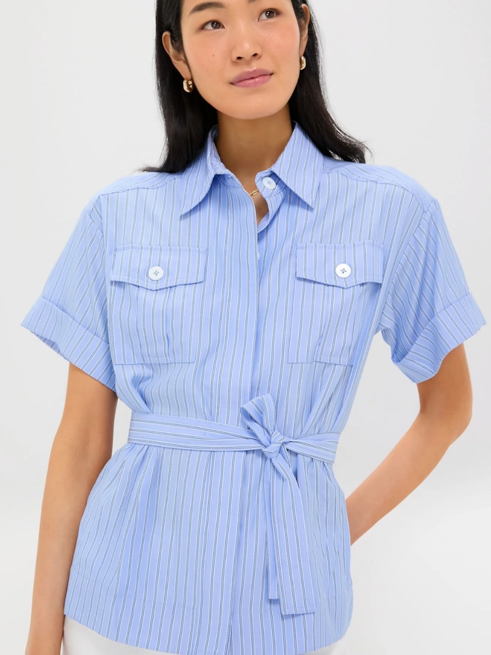 Tuckernuck Striped Blue Tie-Waist Shirt and shorts set